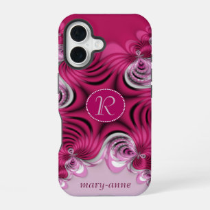 Coque iPhone 16 Étui iPhone6 Monogramme Tourbillons Rose Fractal