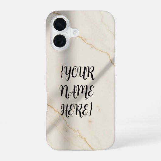 Coque iPhone 16 Étui iPhone 16 ajusté en marbre crémeux avec monog (Verso)