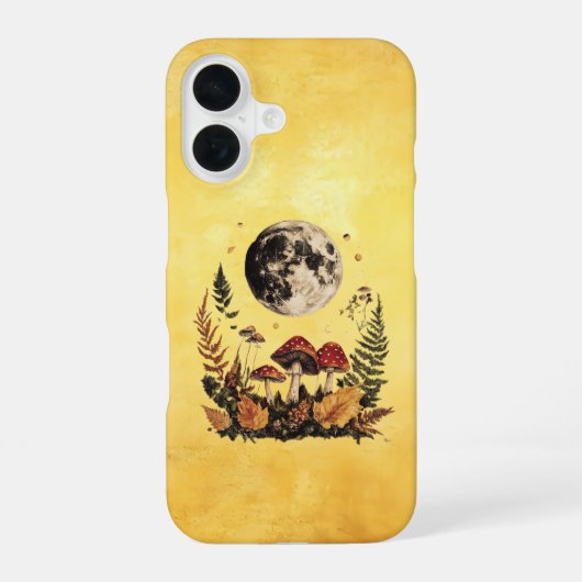 Coque iPhone 16 Étui iPhone 16 Boho Moon et Champignons (Verso)