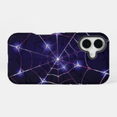 Coque iPhone 16 Étui iPhone 16 Dark Web & Silver Spider (Verso Horizontal)
