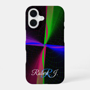 Coque iPhone 16 Étui iPhone 16 géométrique à vague à quatre sens c