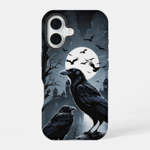 Coque iPhone 16 Étui Iphone 16 Moon Raven de minuit