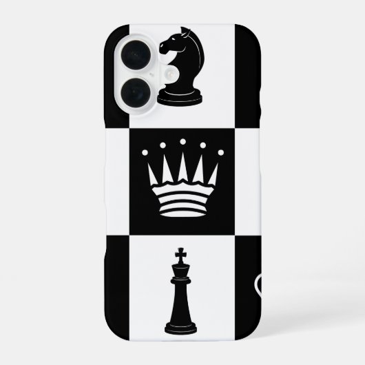 Coque iPhone 16 Étui iPhone 16 Pièces d'Échecs Classiques (Verso)