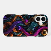 Coque iPhone 16 Étui iPhone 3D Liquide Or Teal Magenta (Verso Horizontal)