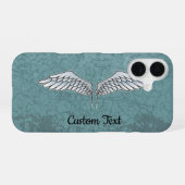 Coque iPhone 16 Étui iPhone à ailes gris-bleu (Verso Horizontal)