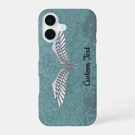Coque iPhone 16 Étui iPhone à ailes gris-bleu (Verso)
