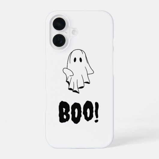 Coque iPhone 16 Étui iPhone à design fixe Halloween Ghost Boo (Verso)