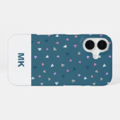 Coque iPhone 16 Étui iPhone à monogramme moderne Cœurs (Verso Horizontal)