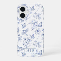 Étui iPhone à monogramme papillon en toile florale