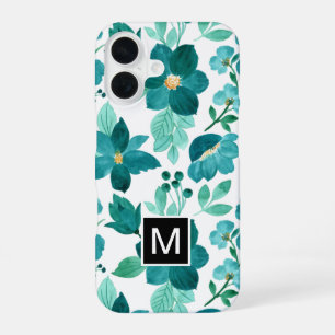 Coque iPhone 16 Étui iPhone à motif fleur bleue Monogram