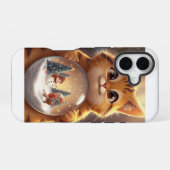 Coque iPhone 16 Étui iPhone Boule à Neige Noël Chat Mignon (Verso Horizontal)