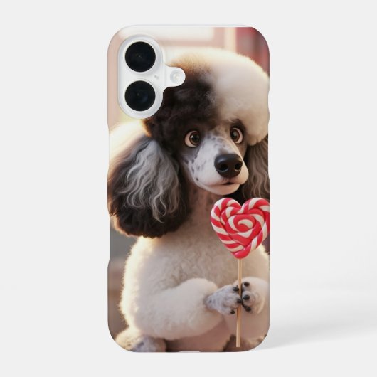 Coque iPhone 16 Étui iPhone Caniche Affectueux (Verso)