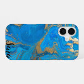 Coque iPhone 16 Étui iPhone Case-Mate Marble Bleu Tendance Cool (Verso Horizontal)