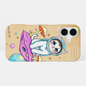 Coque iPhone 16 Étui iPhone Chat Spatial Fantaisiste (Verso Horizontal)