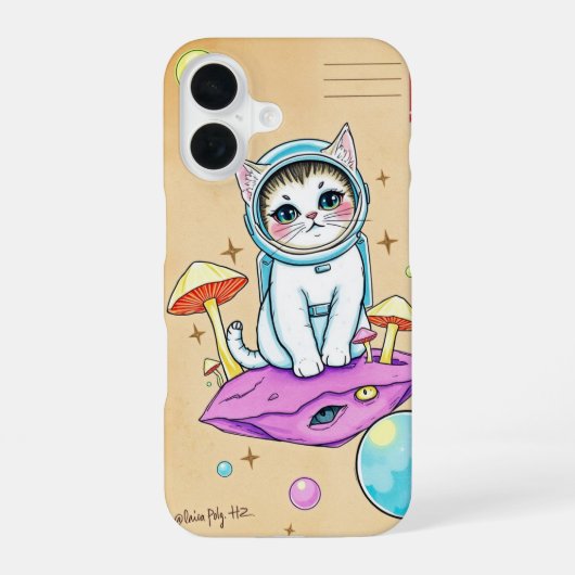 Coque iPhone 16 Étui iPhone Chat Spatial Fantaisiste (Verso)