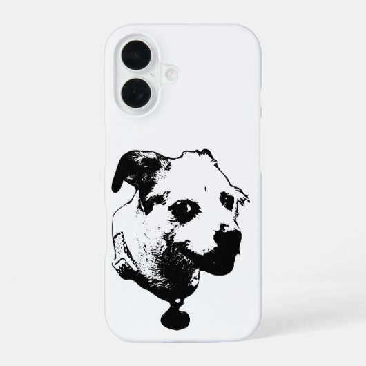 Coque iPhone 16 Étui iPhone Close‑Up Terrier Mix Art (Verso)