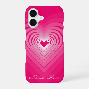 Coque iPhone 16 Étui iPhone Cœur Rose Nom Personnalisé