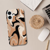 Coque iPhone 16 Étui iPhone Design Marbre Noir Et Marron