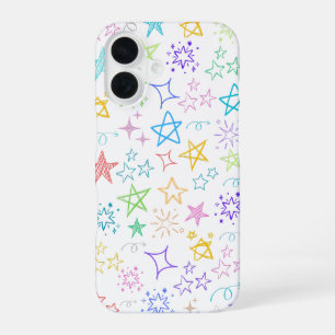 Coque iPhone 16 Étui iPhone Doodle Étoile Colorée