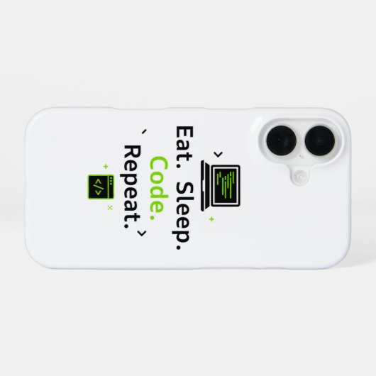 Coque iPhone 16 Étui iPhone Eat Sleep Code Repeat (Verso Horizontal)