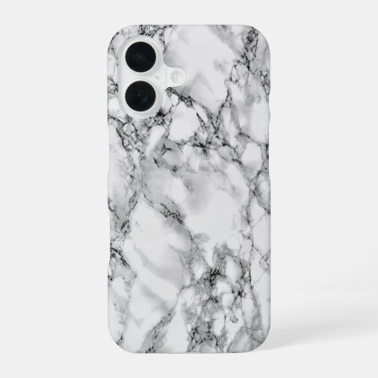 Coque iPhone 16 Étui iPhone en marbre blanc faux (Verso)