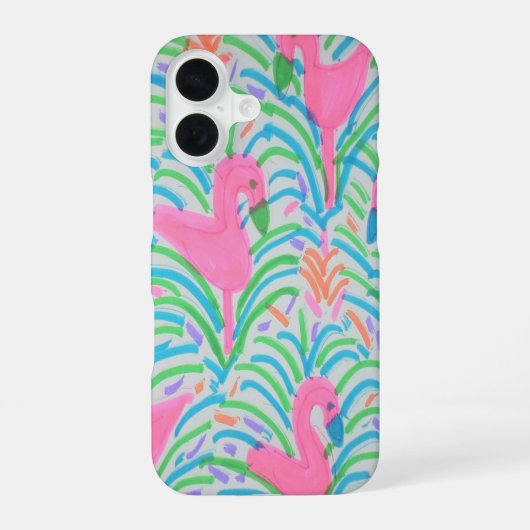 Coque iPhone 16 Étui iPhone Flamingo Jungle Party (Verso)