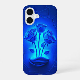 Coque iPhone 16 Étui iPhone Fleurs Bleu Minuit Élégant