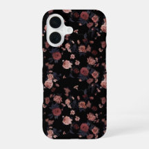Étui iPhone Fleurs Sombres Humeur Roses Rouges Vin