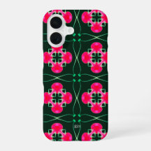 Étui iPhone floral rose et vert avec nom