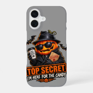 Coque iPhone 16 Étui iPhone Halloween Citrouille Agent Secret