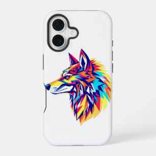 Coque iPhone 16 Étui iPhone / iPad Loup Géométrique Coloré