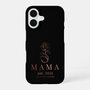 Coque iPhone 16 Étui iPhone MAMA Rose personnalisé minimaliste C