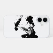Coque iPhone 16 Étui iPhone mélange terrier buvant monochrome (Verso Horizontal)
