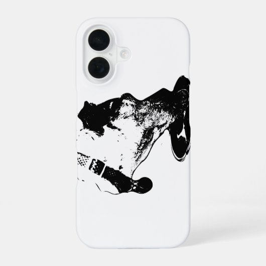 Coque iPhone 16 Étui iPhone mélange terrier buvant monochrome (Verso)