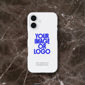 Coque iPhone 16 Étui iPhone moderne blanc avec photo de logo d'ent