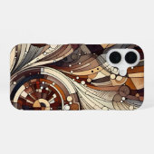 Coque iPhone 16 Étui iPhone motif abstrait marron fin (Verso Horizontal)