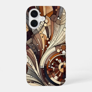 Coque iPhone 16 Étui iPhone motif abstrait marron fin