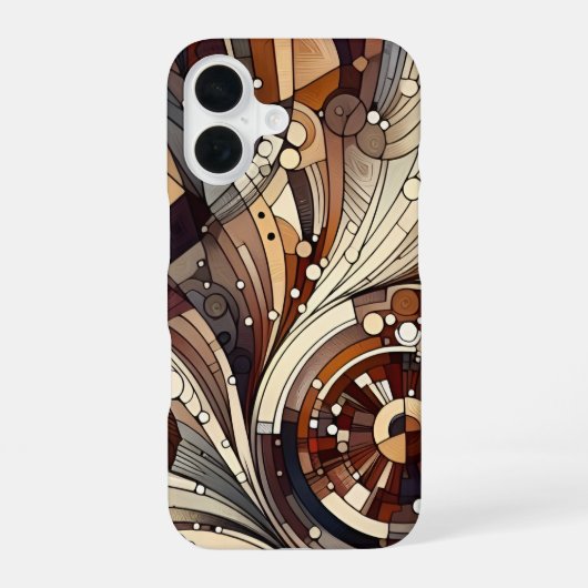 Coque iPhone 16 Étui iPhone motif abstrait marron fin (Verso)