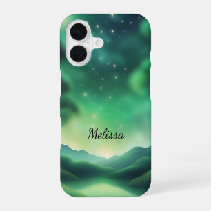 Coque iPhone 16 Étui iPhone Nuit étoilée aux douces teintes vertes