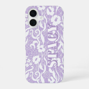 Coque iPhone 16 Étui iPhone personnalisé avec nom et dentelle lava