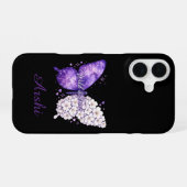 Coque iPhone 16 Étui iPhone personnalisé Papillon Violet Nom (Verso Horizontal)