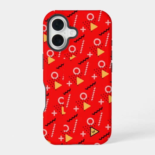 Coque iPhone 16 Étui iPhone Red Memphis Monogram Case-Mate (Verso)