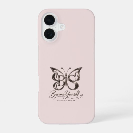 Coque iPhone 16 Étui iPhone rose gold papillon blush esthétique (Verso)