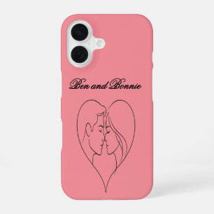 Coque iPhone 16 Étui iPhone silhouette de cœur pour couple personn