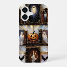 Étui iPhone Spooky Cozy Étagère de livres Citrouil