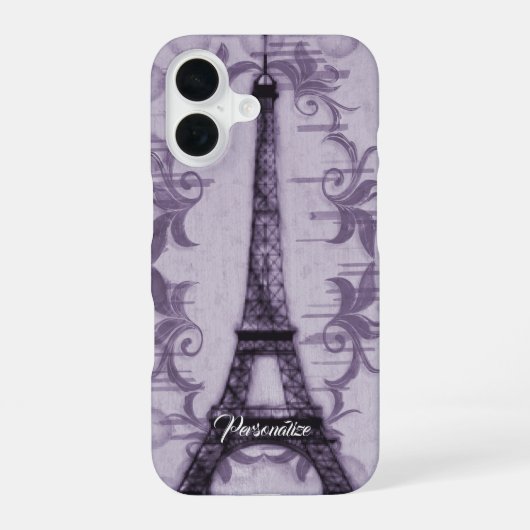 Coque iPhone 16 Étui iPhone Tour Eiffel lavande (Verso)