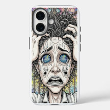 Étui iPhone visage surréaliste psychédélique – Émo