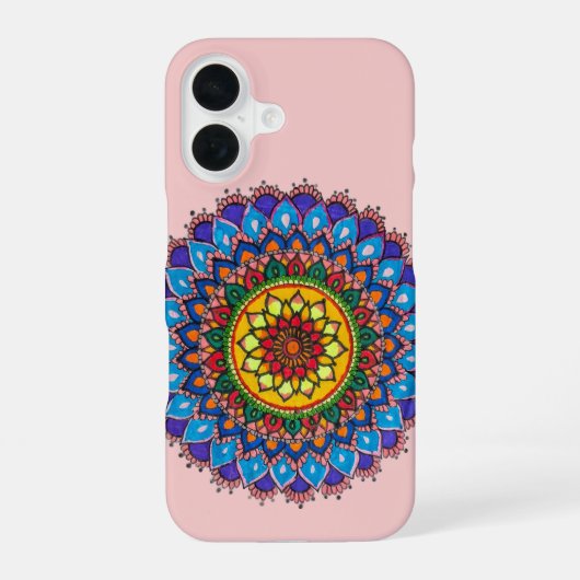 Coque iPhone 16 Étui pour Iphone16 Mandala Arc-en-ciel (Verso)