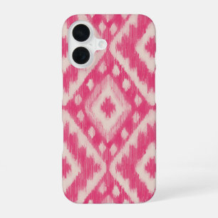 Coque iPhone 16 Étui pour iPhone 16 à motif Ikat Rose Boho