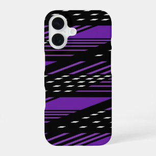 Coque iPhone 16 Étui pour iPhone 16 à motif violet et noir